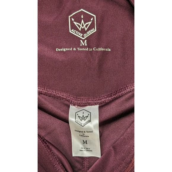 Active Queens Burgundy Cropped Leggings Lattice Detail Pockets Activewear Medium - Picture 4 of 5